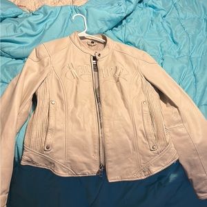 White Leather woman’s Jacket Harley Davidson
